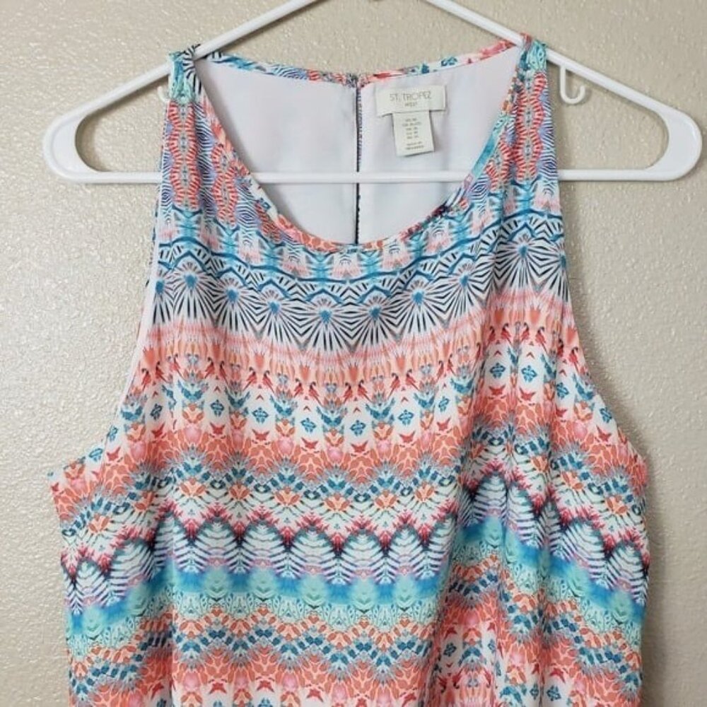 St. Tropez West XL Top Sleeveless Keyhole Back COLORFUL Beach Vacation - Picture 2 of 9